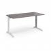 TR10 height settable straight desk 1600mm x 800mm - white frame, grey oak top THS16WGO