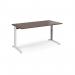 TR10 height settable straight desk 1600mm x 800mm - white frame, walnut top THS16WW