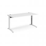 TR10 height settable straight desk 1600mm x 800mm - white frame, white top THS16WWH