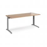 TR10 height settable straight desk 1800mm x 800mm - silver frame and beech top