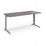 TR10 height settable straight desk 1800mm x 800mm - silver frame and grey oak top