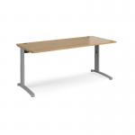 TR10 height settable straight desk 1800mm x 800mm - silver frame and oak top