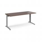 TR10 height settable straight desk 1800mm x 800mm - silver frame and walnut top