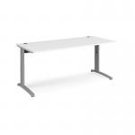 TR10 height settable straight desk 1800mm x 800mm - silver frame and white top