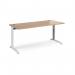 TR10 height settable straight desk 1800mm x 800mm - white frame, beech top THS18WB