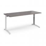 TR10 height settable straight desk 1800mm x 800mm - white frame, grey oak top THS18WGO