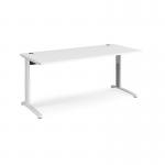 TR10 height settable straight desk 1800mm x 800mm - white frame and white top