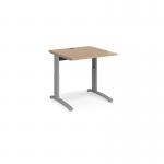 TR10 height settable straight desk 800mm x 800mm - silver frame and beech top