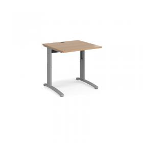 TR10 height settable straight desk 800mm x 800mm - silver frame, beech top THS8SB