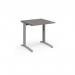 TR10 height settable straight desk 800mm x 800mm - silver frame, grey oak top THS8SGO