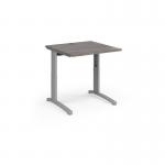TR10 height settable straight desk 800mm x 800mm - silver frame and grey oak top
