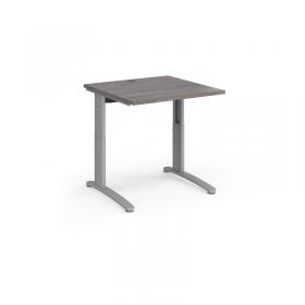 TR10 height settable straight desk 800mm x 800mm - silver frame, grey oak top THS8SGO