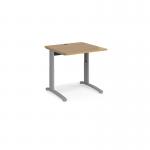 TR10 height settable straight desk 800mm x 800mm - silver frame and oak top