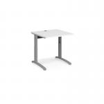 TR10 height settable straight desk 800mm x 800mm - silver frame, white top THS8SWH