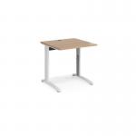 TR10 height settable straight desk 800mm x 800mm - white frame and beech top