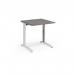 TR10 height settable straight desk 800mm x 800mm - white frame, grey oak top THS8WGO