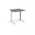 TR10 height settable straight desk 800mm x 800mm - white frame and grey oak top