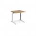 TR10 height settable straight desk 800mm x 800mm - white frame, oak top THS8WO