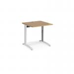 TR10 height settable straight desk 800mm x 800mm - white frame and oak top
