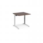 TR10 height settable straight desk 800mm x 800mm - white frame, walnut top THS8WW