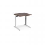 TR10 height settable straight desk 800mm x 800mm - white frame and walnut top
