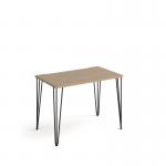 Tikal straight desk 1000mm x 600mm with hairpin legs - black legs, oak top TK610-KO