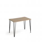 Tikal straight desk 1000mm x 600mm with hairpin legs - black legs and oak top