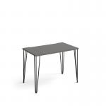 Tikal straight desk 1000mm x 600mm with hairpin legs - black legs and grey top