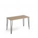 Tikal straight desk 1200mm x 600mm with hairpin legs - black legs, oak top TK612-KO