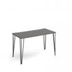 Tikal straight desk 1200mm x 600mm with hairpin legs - black legs and grey top