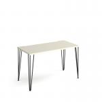 Tikal straight desk 1200mm x 600mm with hairpin legs - black legs and white top
