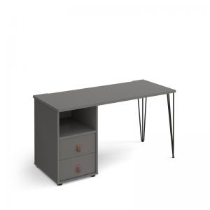 Tikal straight desk 1400mm x 600mm with hairpin leg and support