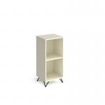 Tikal cube storage unit 950mm high with 2 open boxes and black hairpin legs - white