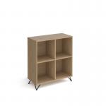 Tikal cube storage unit 950mm high with 4 open boxes and black hairpin legs - oak TKCS2-2-KO