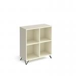 Tikal cube storage unit 950mm high with 4 open boxes and black hairpin legs - white TKCS2-2-WH