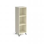 Tikal cube storage unit 1370mm high with 3 open boxes and black hairpin legs - white