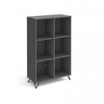 Tikal cube storage unit 1370mm high with 6 open boxes and black hairpin legs - grey TKCS3-2-OG