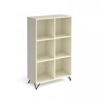 Tikal cube storage unit 1370mm high with 6 open boxes and black hairpin legs - white TKCS3-2-WH