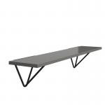Tikal wall shelf 1000mm wide with black hairpin support brackets - grey