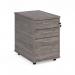 Tall mobile 3 drawer pedestal with silver handles 600mm deep - grey oak TMPGO