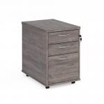 Tall mobile 3 drawer pedestal with silver handles 600mm deep - grey oak
