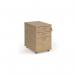 Tall mobile 3 drawer pedestal with silver handles 600mm deep - Kendal Oak TMPKO