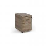 Tall mobile 3 drawer pedestal with silver handles 600mm deep - Nebraska Oak TMPNO