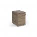 Tall mobile 3 drawer pedestal with silver handles 600mm deep - Nebraska Oak TMPNO