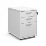 Tall mobile 3 drawer pedestal with silver handles 600mm deep - white TMPWH