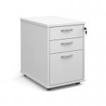 Tall mobile 3 drawer pedestal with silver handles 600mm deep - white TMPWH