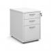 Tall mobile 3 drawer pedestal with silver handles 600mm deep - white TMPWH