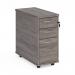 Tall slimline mobile 3 drawer pedestal with silver handles 600mm deep - grey oak TNMPGO