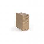 Tall slimline mobile 3 drawer pedestal with silver handles 600mm deep - Kendal Oak TNMPKO
