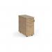 Tall slimline mobile 3 drawer pedestal with silver handles 600mm deep - Kendal Oak TNMPKO